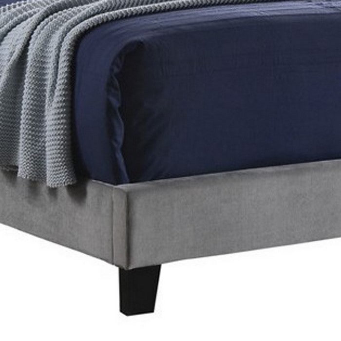 Fabric Upholstered Full Size Bed with Scroll Headboard Design, Gray