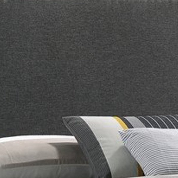 Fabric Upholstered Wooden Eastern King Size with Nailhead Trims, Gray