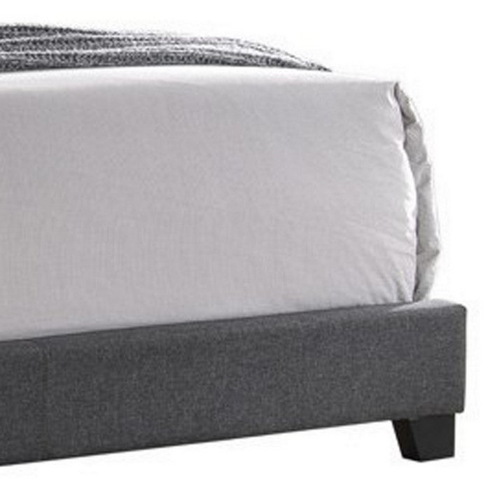 Fabric Upholstered Demi Wing Eastern King Bed with Camelback Headboard,Gray