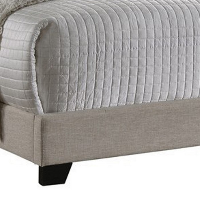 Fabric Upholstered Wooden Demi Wing Full Bed with Camelback Headboard,Beige