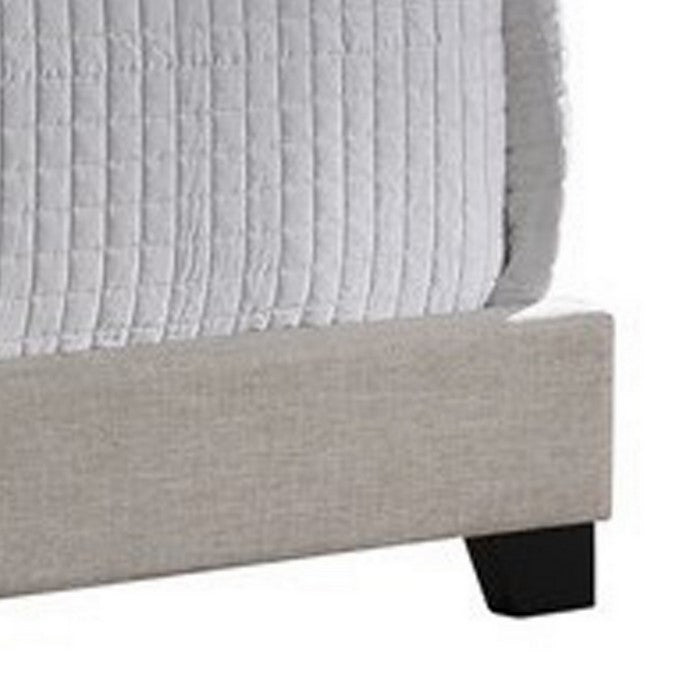 Fabric Upholstered Eastern King Bed with Camelback Headboard, Beige