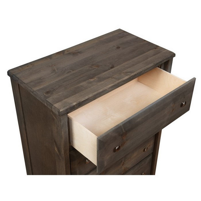 Transitional Style Wooden Chest with 4 Drawer Setup and Tapered Legs, Brown
