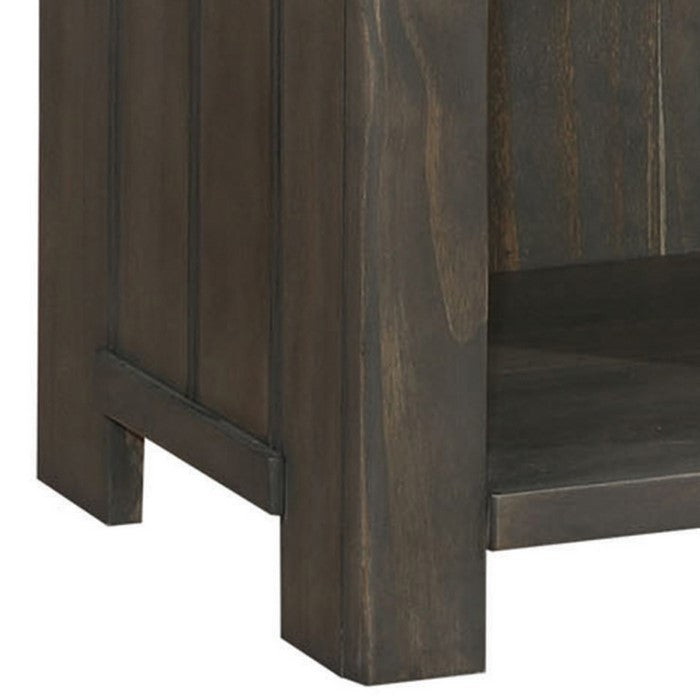 Contemporary Style Wooden Nightstand with Minimal Design Aesthetics, Gray