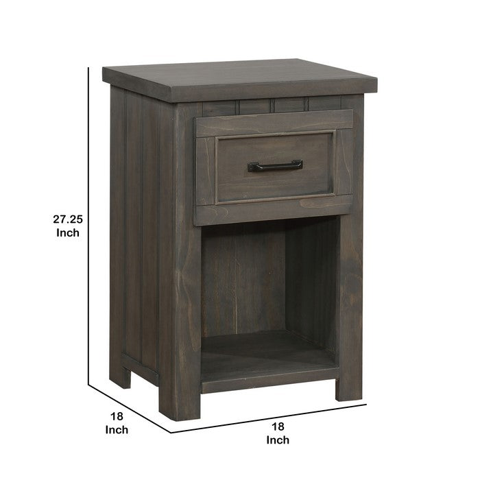 Contemporary Style Wooden Nightstand with Minimal Design Aesthetics, Gray
