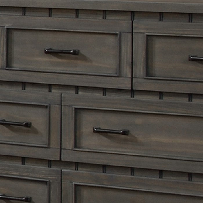 Contemporary Style Wooden Dresser with 7 Pull Out Drawers, Brown