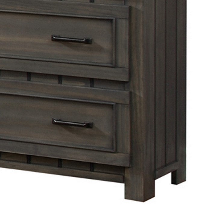 Contemporary Style Wooden Dresser with 7 Pull Out Drawers, Brown