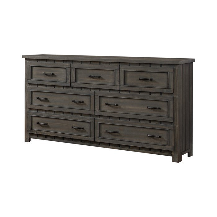 Contemporary Style Wooden Dresser with 7 Pull Out Drawers, Brown