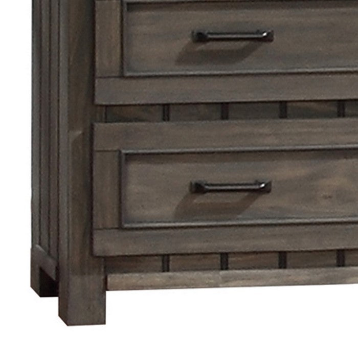 Contemporary Style Wooden Chest with 5 Pull Out Drawers, Brown