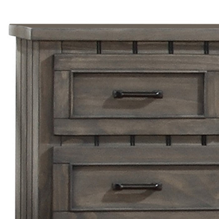 Contemporary Style Wooden Chest with 5 Pull Out Drawers, Brown