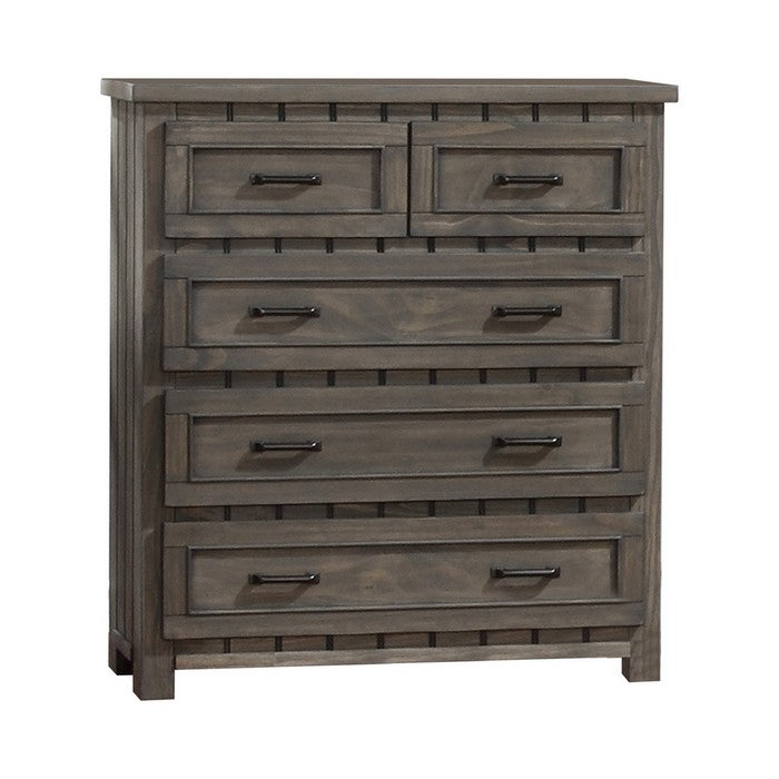 Contemporary Style Wooden Chest with 5 Pull Out Drawers, Brown