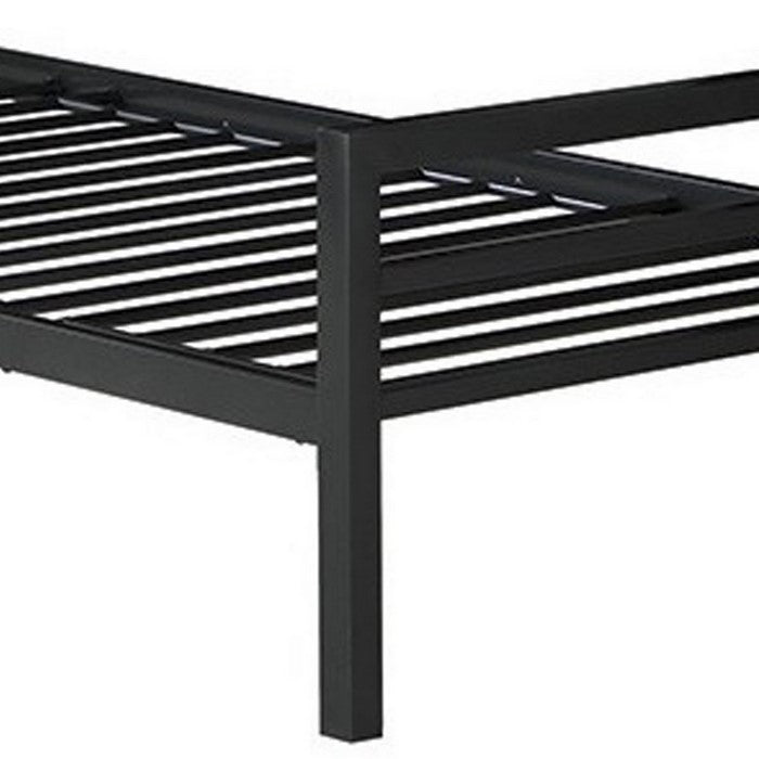 Traditional Metal Twin Bed with Railed Headboard and Footboard, Black