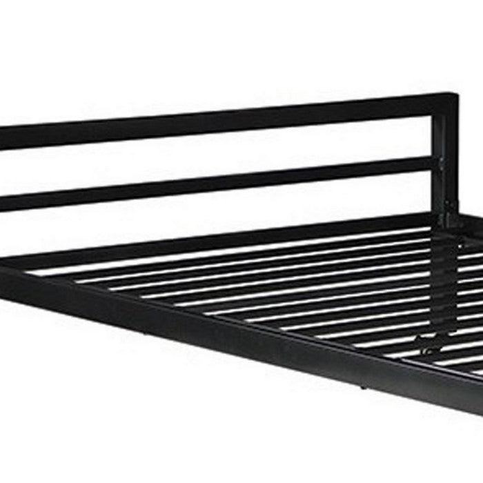 Traditional Metal Twin Bed with Railed Headboard and Footboard, Black