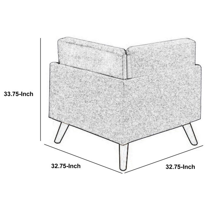 Fabric Upholstered Corner Chair with Tufted Back and Splayed Legs, Gray