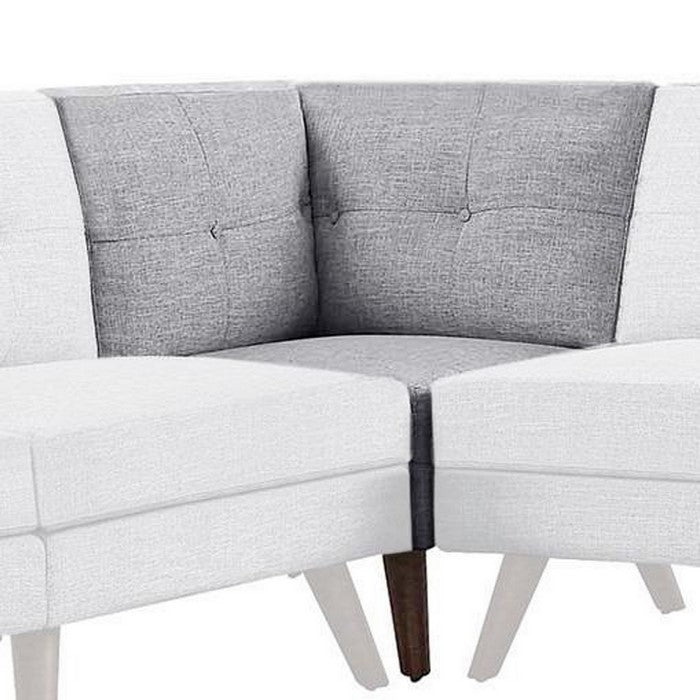Fabric Upholstered Corner Chair with Tufted Back and Splayed Legs, Gray