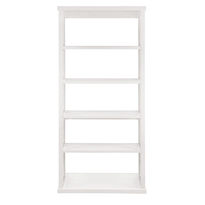 5 Tier Wooden Frame Bookcase with Quatrefoil Cutout, White