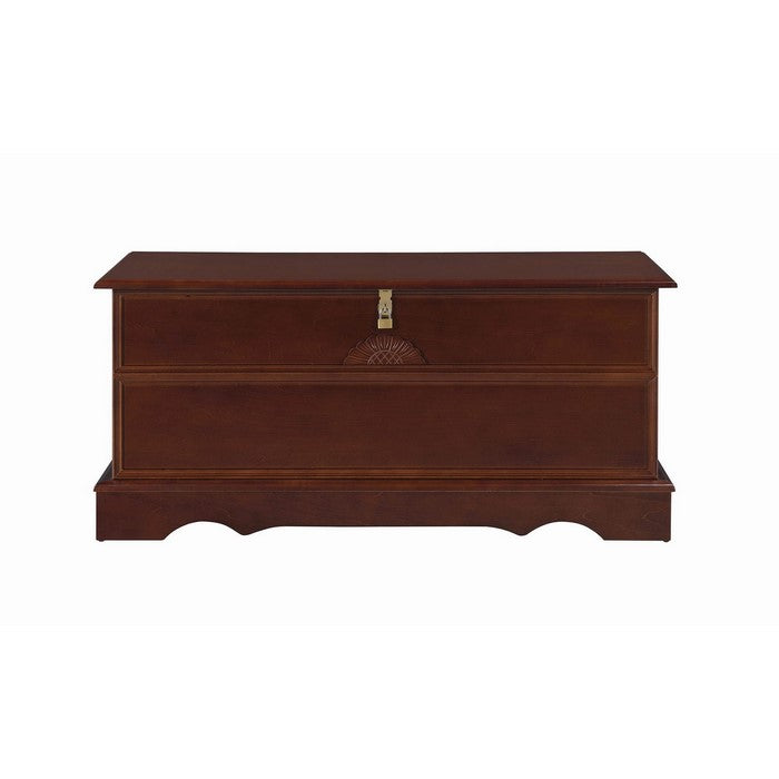 Traditional Style Lift Top Wooden Chest with Locking Lid, Dark Brown