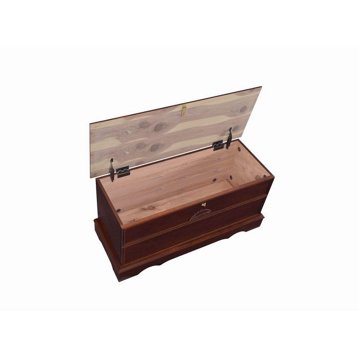 Traditional Style Lift Top Wooden Chest with Locking Lid, Dark Brown