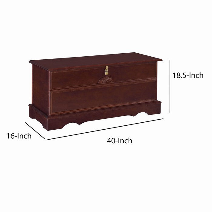 Traditional Style Lift Top Wooden Chest with Locking Lid, Dark Brown