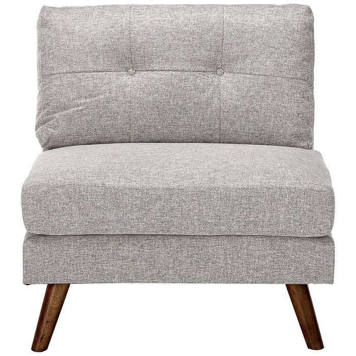 Fabric Upholstered Armless Chair with Tufted Back and Splayed Legs, Gray