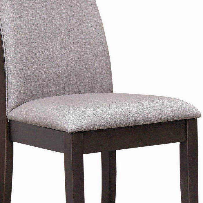 Fabric Upholstered Wooden Dining Chair, Set of 2, Gray and Brown