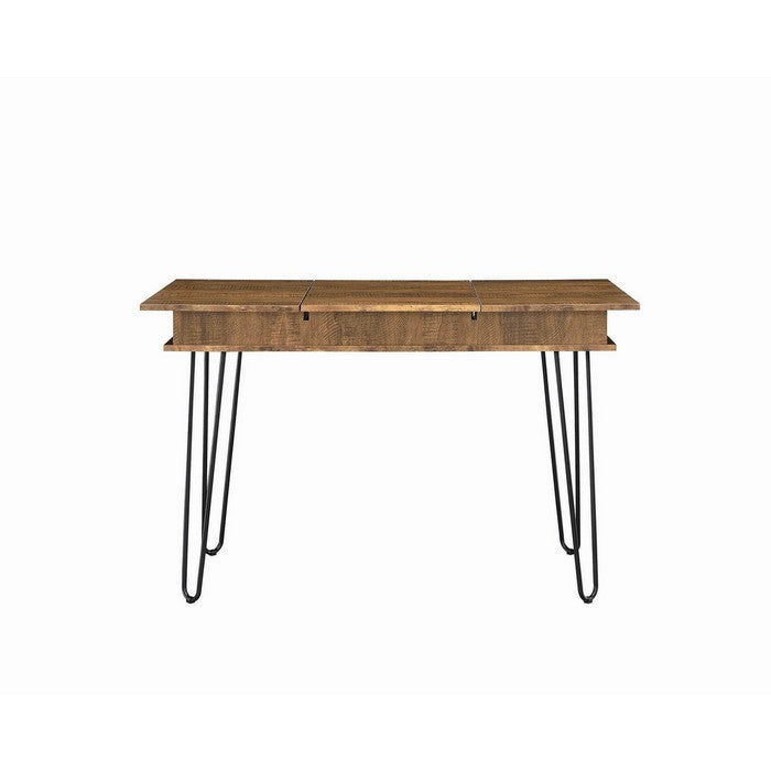 Modern Style Writing Desk with Hidden Storage and USB Port, Rustic Brown