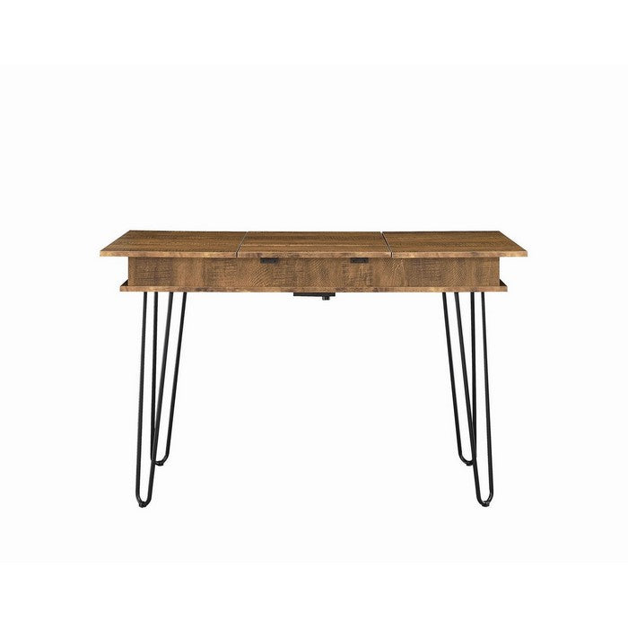 Modern Style Writing Desk with Hidden Storage and USB Port, Rustic Brown