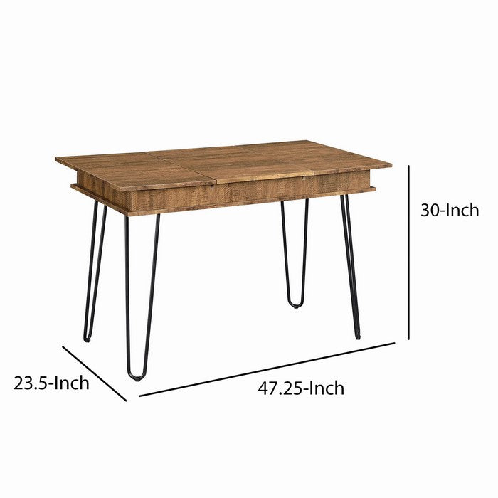 Modern Style Writing Desk with Hidden Storage and USB Port, Rustic Brown