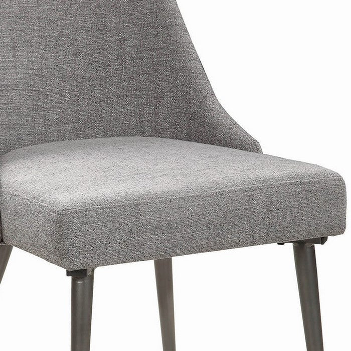 Textured Fabric Upholstered Metal Frame Dining Chair, Set of 2, Gray