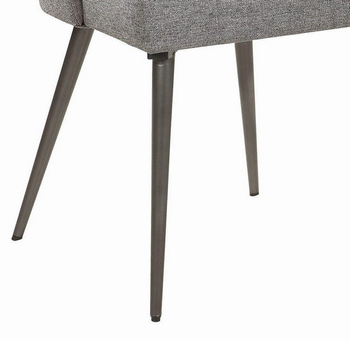 Textured Fabric Upholstered Metal Frame Dining Chair, Set of 2, Gray