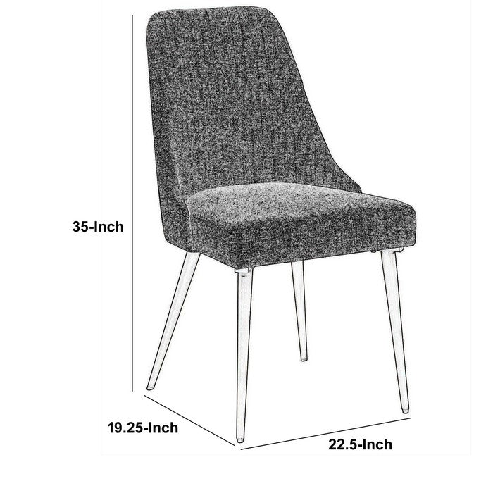 Textured Fabric Upholstered Metal Frame Dining Chair, Set of 2, Gray