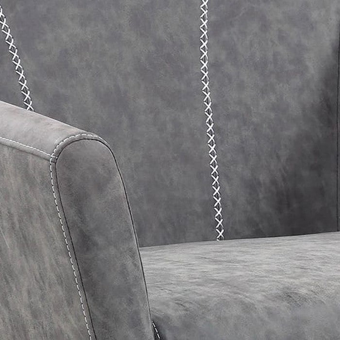 Faux Leather Upholstered Accent Chair with Metal Legs, Gray and Silver