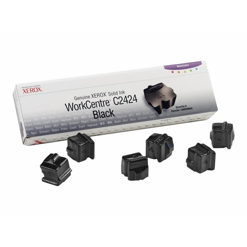 Genuine Xerox Black Solid Ink Sticks for the WorkCentre C2424 (6 per box), 108R00664