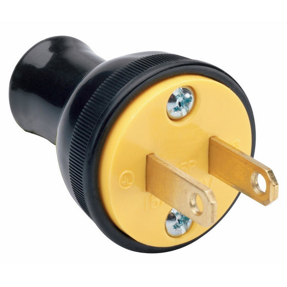 Legrand-Pass & Seymour 3123BKCC20 15-Amp Residential Round Plug, Black Light Weight Light Duty Applications