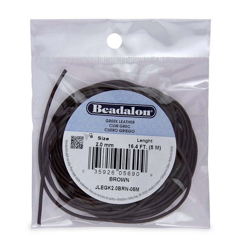 Beadalon Greek Leather 2.0mm Brown, 5-Meter