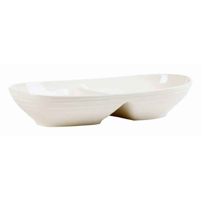Mikasa Swirl White Divided Serving Dish, 12.25-Inch