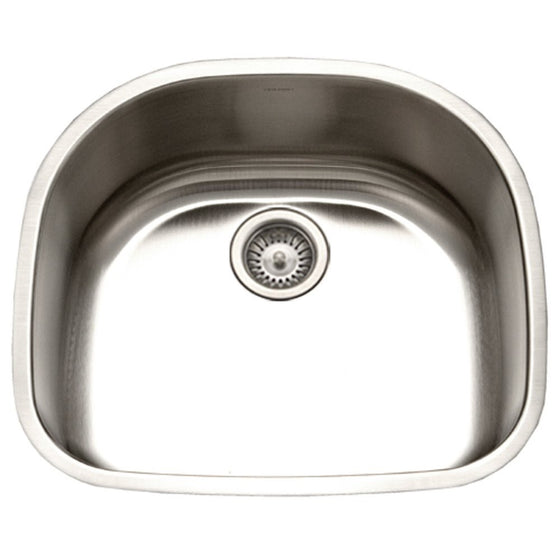 Houzer STS-1400-1 Eston Series Undermount Stainless Steel Single D Bowl Kitchen Sink, 18 Gauge
