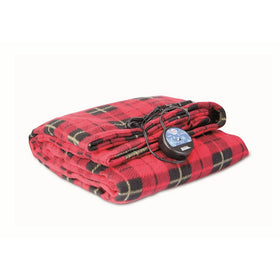 MAXSA 12V Heated Travel Blanket, Red Plaid,Use in-Vehicle for Road Trips or for Tailgating, with car adapter and built-in timer 20014