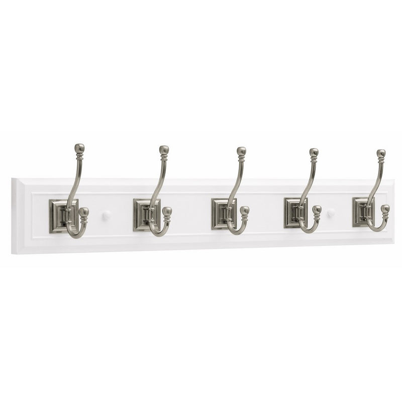 Brainerd R46121Y-WSN-L Five Arch Hook 27-inch Wide Architectural Hat and Coat Rail/Rack