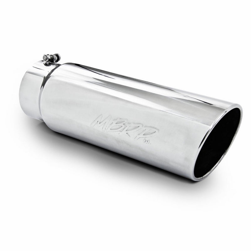 MBRP T5125 T304 Stainless Steel 5" Inlet 18" Length 6" Outer Diameter Angled Rolled End Exhaust Tip