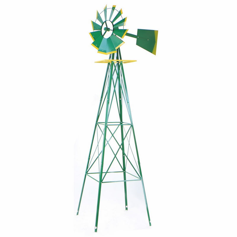 XtremepowerUS 8FT Green metal Windmill Yard Garden Wind Mill