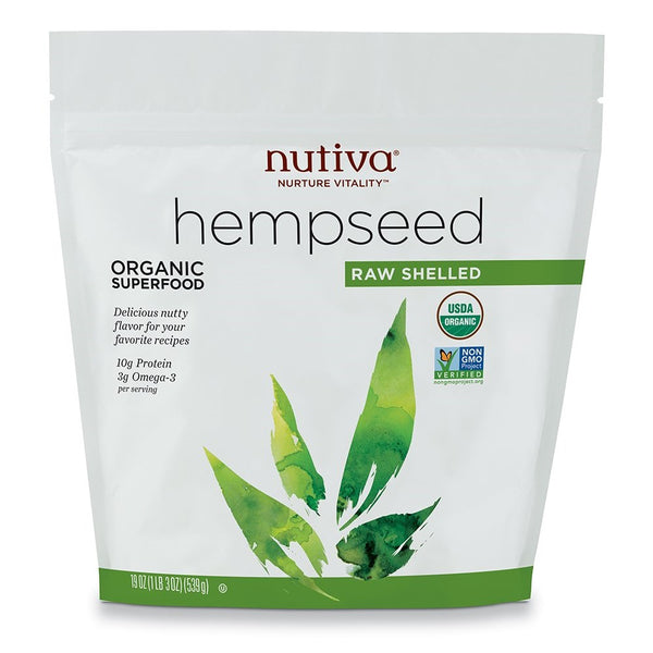 Nutiva Organic, Raw, Shelled Hempseed from non-GMO, Sustainably Farmed Canadian Hemp, 19-Ounces