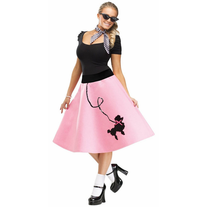 Fun World Poodle Skirt, Pink/Black, Medium/Large 10-14 Costume