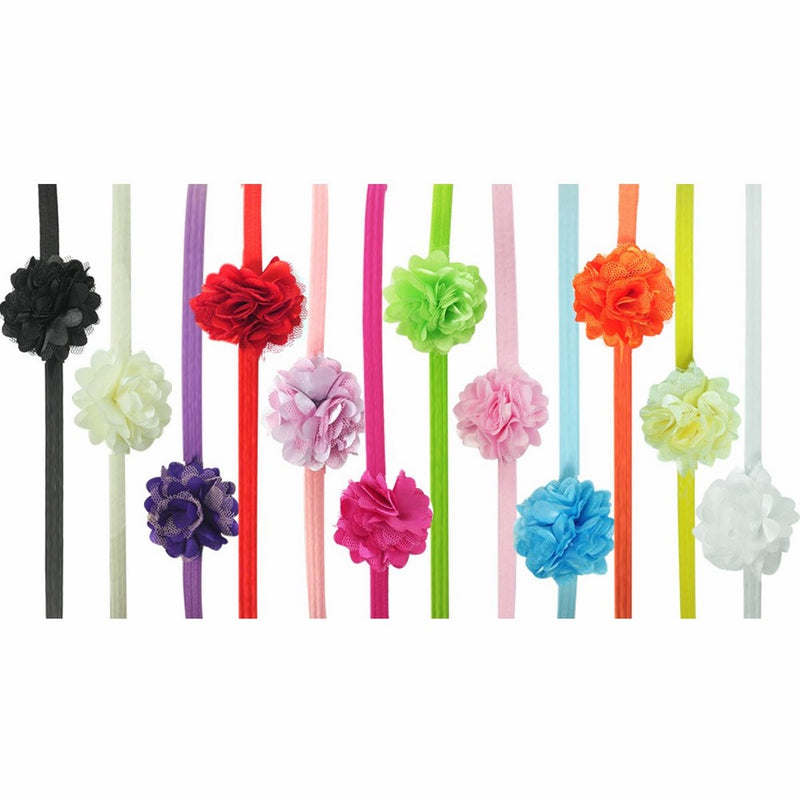 Kella Milla Set of 12 Assorted Mini Satin Mesh Flower Headbands