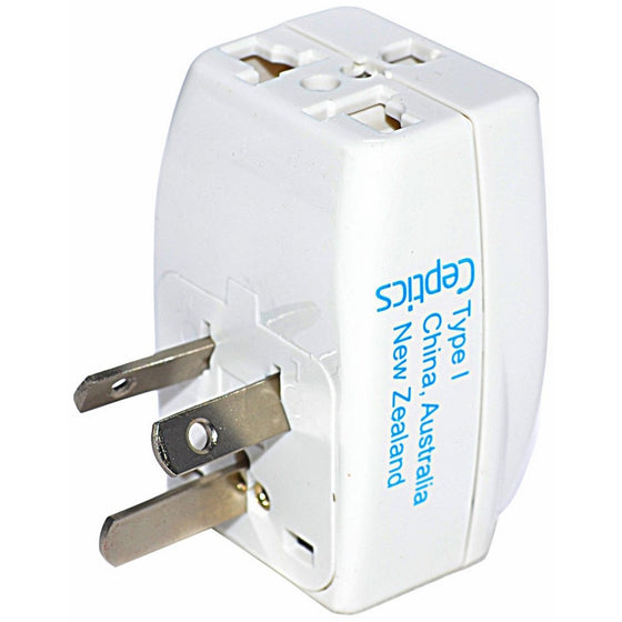 Ceptics 3 Outlet Travel Adapter Plug Type I for Australia, New Zealand