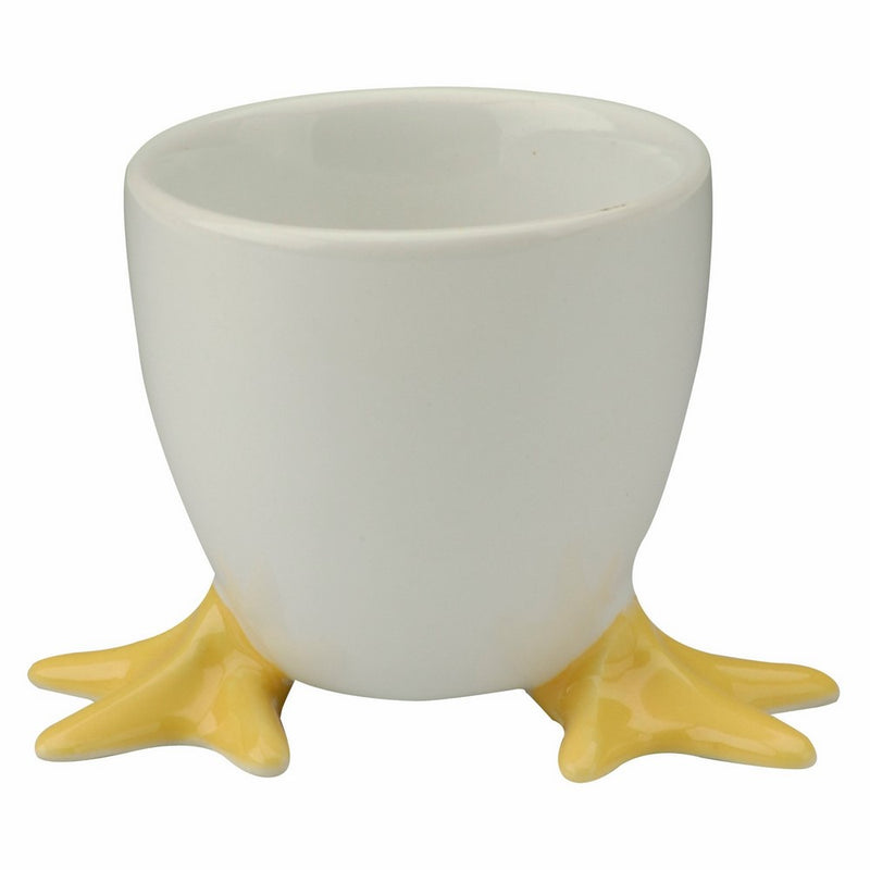 Cordon Bleu White Porcelain Egg Cups with Yellow Chicken Feet - Set of 4