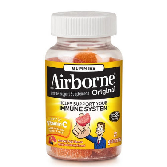 Airborne Assorted Fruit Flavored Gummies, 21 count - 1000mg of Vitamin C and Minerals & Herbs Immune Support