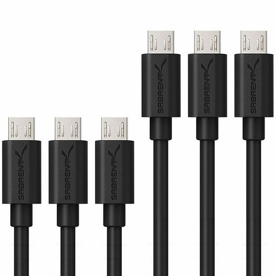 Sabrent [6-Pack] 22AWG Premium Micro USB Cables (X3-3ft X3-1ft) High Speed USB 2.0 A Male to Micro B Sync and Charge Cables [Black] (CB-U631)