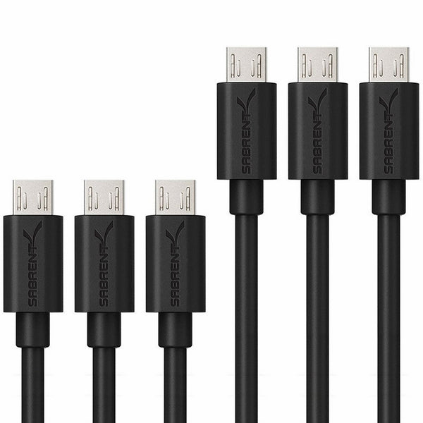 Sabrent [6-Pack] 22AWG Premium Micro USB Cables (X3-3ft X3-1ft) High Speed USB 2.0 A Male to Micro B Sync and Charge Cables [Black] (CB-U631)