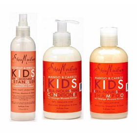 Shea Moisture Kids Hair Care Combination Pack – Includes Mango & Carrot 8oz KIDS Extra-Nourishing Shampoo, 8oz KIDS Extra-Nourishing Conditioner, and 8oz Coconut & Hibiscus KIDS Detangler