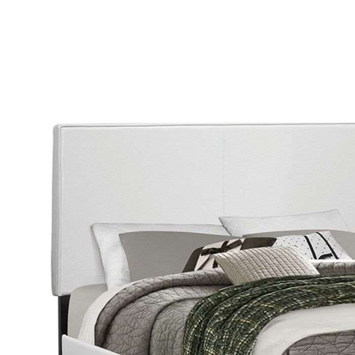 Leatherette Upholstered Twin Size Platform Bed with Chamfered Legs, White